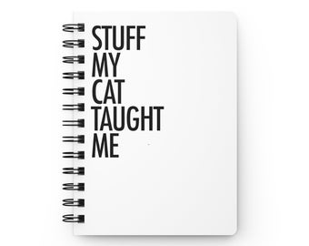 CAT STUFF Journal - Leuk katachtig notitieboekje, 5x7 inch, gelinieerde lijnpagina's, metalen binding, glanzende gelamineerde omslag, perfect cadeau voor kattenliefhebbers