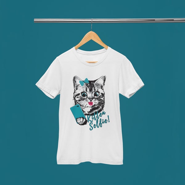 KITTEN SELFIE! - Eco-Friendly Tee, Unisex Sizes, Garment-Dyed Tee, Unique Cat Art, Great Cat Lover Gift, 100% Cotton, Super Soft, Pre-Shrunk