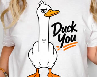 Diseño de camiseta con meme divertido: Gráfico PNG sarcástico de Duck You