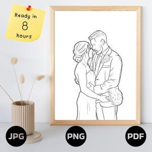 Benutzerdefinierte Linie Zeichnung vom Foto, Paar-Linie Kunst Porträt vom Foto Digital, Paare Porträt, benutzerdefinierte Linie Zeichnung Porträt, Wandkunst