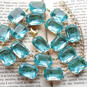 Aqua Crystal Collet Necklace, Georgian Riviere Choker, Adjustable Handmade Jewelry by Sacred Cake