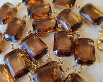 Smoky Topaz Crystal Collet Necklace - Georgian Style