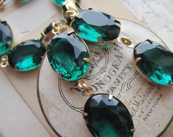 emerald green statement necklace, Georgian necklace, emerald green necklace, May birthstone necklace.  "Gracious"Walter Mercado