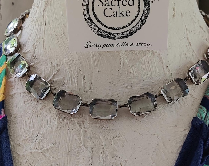 Elegant Crystal Statement Necklace: Antique Gold or Silver - Handmade USA
