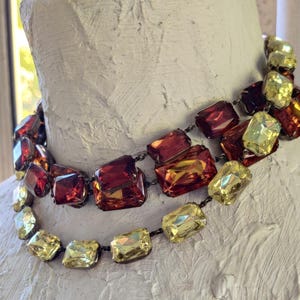 Vintage fall colors Rhinestones stacking Statement Necklaces: Anna Wintour Style