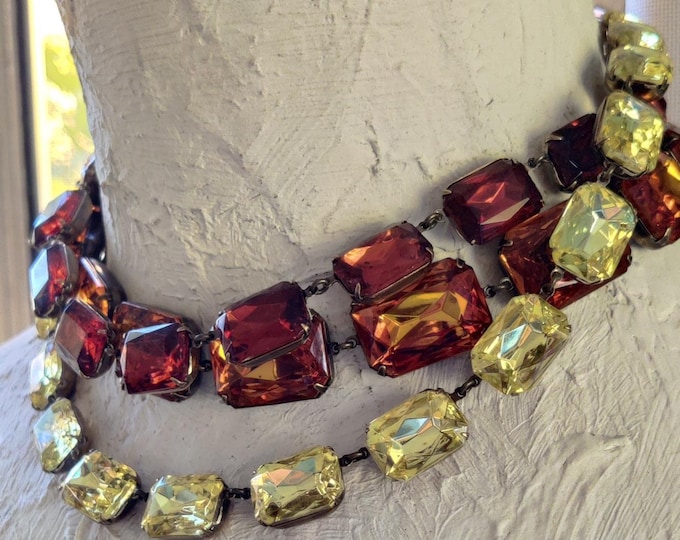 Vintage fall colors Rhinestones stacking Statement Necklaces: Anna Wintour Style