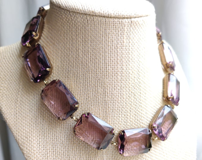 Light Purple Statement Necklace: Vintage Georgian Collet Style