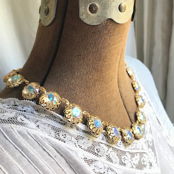 Statement necklace, Georgian collet Necklace, Jane Austen, collet necklace, Anna wintour collet necklace, rainbow necklace, sacred cake.