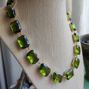 statement necklace, Anna Wintour collet, Georgian necklace, art deco necklace, khaki green jewelry, olive green necklace.Walter Mercado