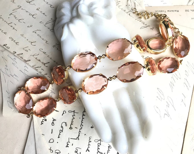 Rose Pink Crystal Collet Necklace: Georgian Style Choker