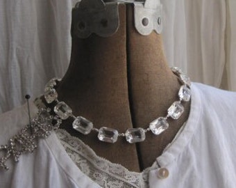 art deco necklace, collet necklace, statement necklaces, clear crystal necklace, georgian paste necklace, Jane Austen, "Lady Day".