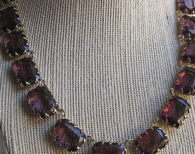 Anna Wintour purple Statement Necklace, , Amethyst necklace, Georgian, collet,  Downtown Abbey.