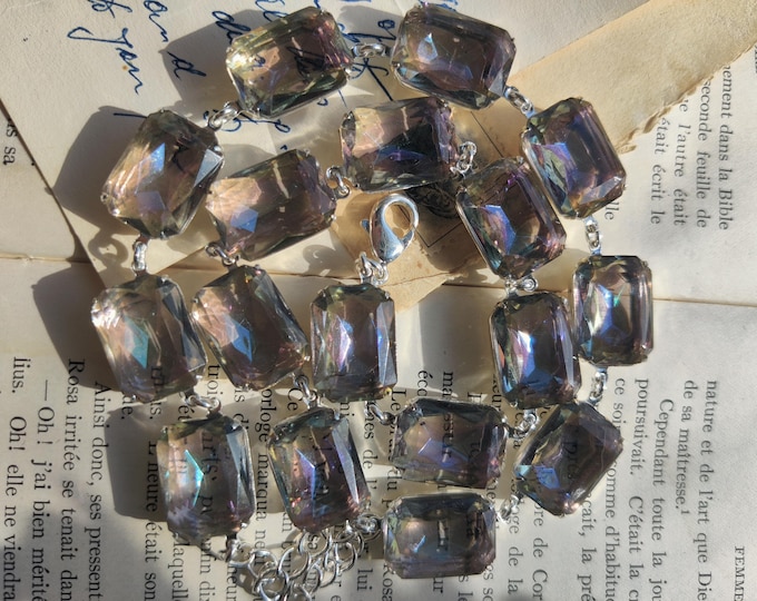 Handmade Grey Rhinestone Statement Necklace: Georgian Style