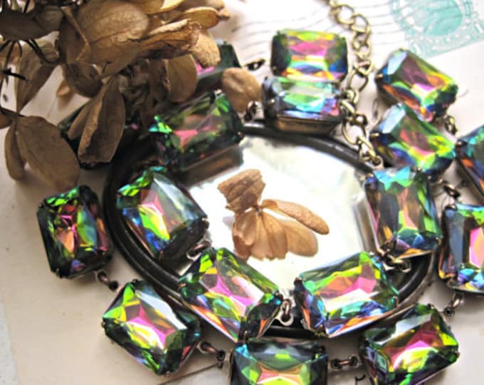 Rainbow Rhinestone Pride Necklace: Vintage Georgian Style LGBTQ Jewelry