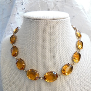 Georgian citrine statment collet necklace perfect tee shirt modern layering choker crystal necklace handmade, "The September Issue"