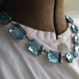 Anna Wintour collet necklace, Blue Statement necklace, Rare, collet, Aquamarine aqua statement necklace Georgian necklace. Beyond the Sea. antiqued