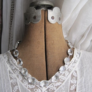 Glimmering Sophistication: Artisanal Anna Wintour Georgian style Rhinestone Collet Necklace by Sacred Cake, Elegant clear stone necklace. image 2