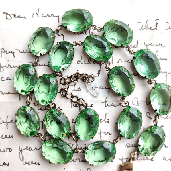 green statement necklace, collet necklace, Anna wintour necklace, peridot necklace, j. crew, ralph lauren, birthstone jewelryAugust.