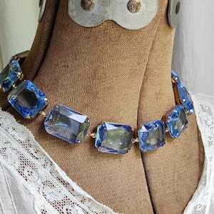 Anna Wintour Chunky Blue statement necklace, collet necklace, Georgian necklace, Georgian jewelry, Sapphire necklace. &quot;Blue