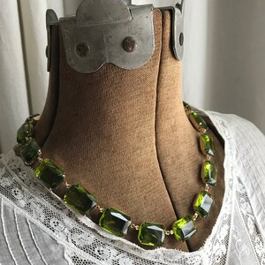 statement necklace, Anna Wintour collet, Georgian necklace, art deco necklace, khaki green jewelry, olive green necklace.Walter Mercado image 7