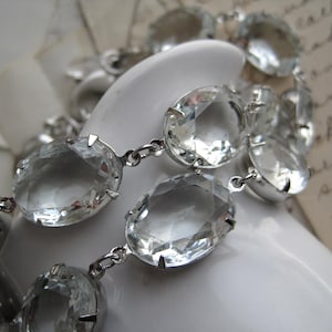 Glimmering Sophistication: Artisanal Anna Wintour Georgian style Rhinestone Collet Necklace by Sacred Cake, Elegant clear stone necklace. image 1