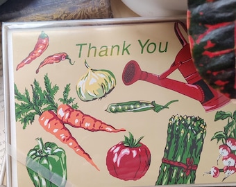 RARE Vintage Renner Davis Thank You cards, vegetable gardening theme