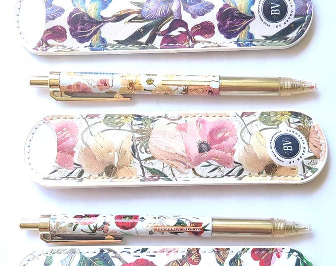 Bruno Visconti gold gift click gel pen with matching vegan leather travel pouch