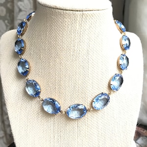 Sky blue Anna Wintour style statement necklace, collet necklace, sapphire necklace, light blue statement necklace, &quot;Mountain Spring&quot;