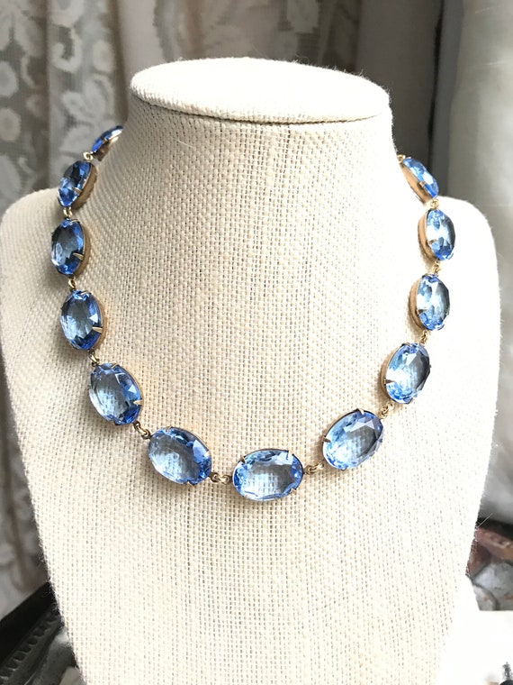 Sky Blue Anna Wintour Style Statement Necklace Collet Necklace Sapphire Necklace Light Blue Statement Necklace mountain Spring Etsy
