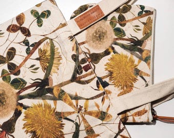 Bruno Visconti Floral Dandelion Canvas Tote Bag and Pouch Set