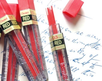 Vintage MCM Pentel 0.5mm Blue or Red Pencil Leads Refill (12ct)