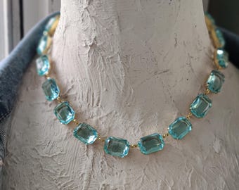 Aqua Anna Wintour Style Georgian Collet Necklace