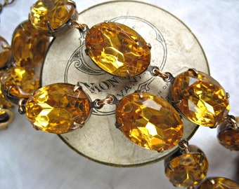 Anna Wintour necklace, vintage citrine rhinestone collet necklace, Anna Wintour collet, September Issue movie necklace, Georgian era jewelry