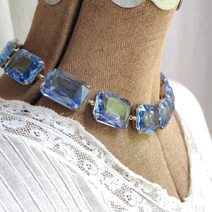 Chunky Blue statement necklace, Anna Wintour collet necklace, Georgian necklace, Georgian jewelry, Sapphire necklace. Blue image 2