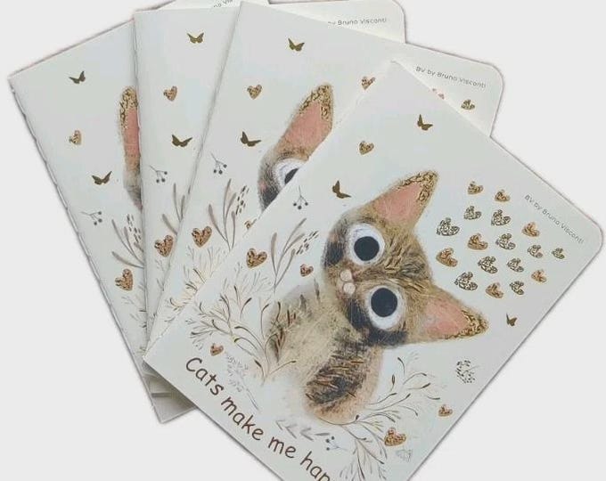 Cat A6 Journal, Bruno Visconti Lined pocket Notebook