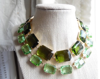 green Statement Necklace, collet Necklace, Georgian necklace, green choker necklace, statement necklaces, chunky green necklace