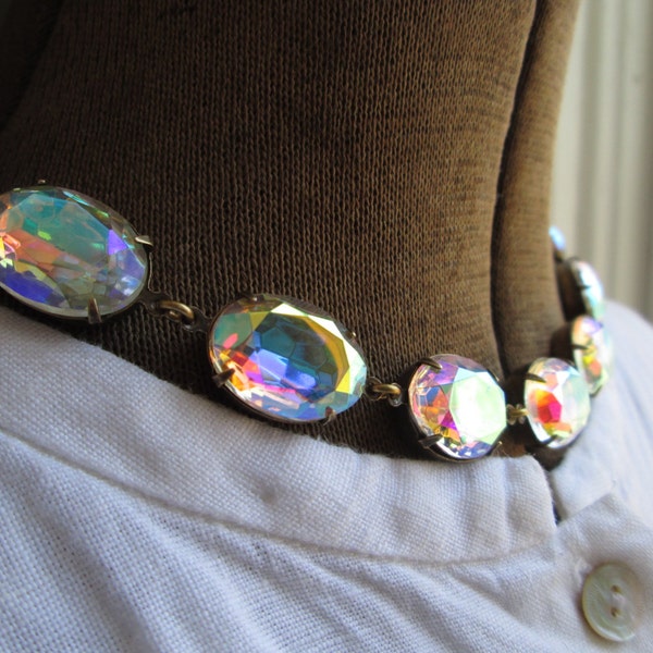 Statement Necklace, georgian, Jane Austen, Regency, Georgian, rainbow crystal necklace, jeweled necklace, rhinestone choker.Walter Mercado