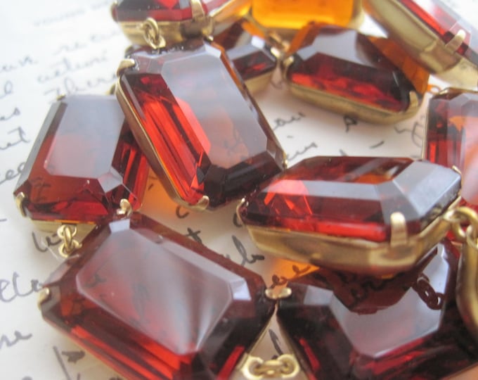 Chunky Madeira Topaz Choker: Vintage Rhinestone Statement Necklace