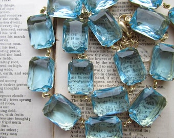 Anna Wintour collet necklace, Blue Statement necklace, Rare, collet, Aquamarine aqua statement necklace Georgian necklace. "Beyond the Sea".