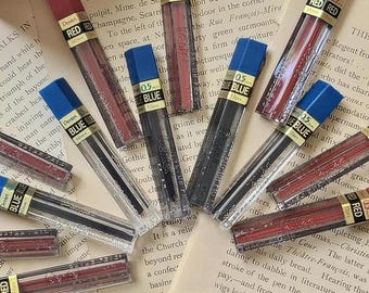 Vintage MCM Pentel 0.5mm Blue or Red Pencil Leads Refill (12ct)