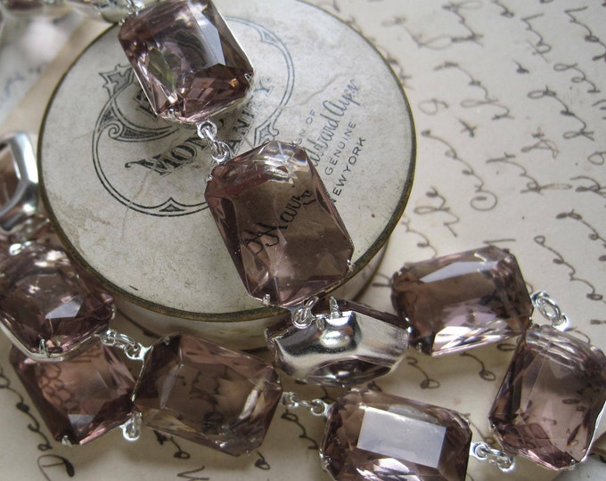 Light Purple Statement Necklace: Vintage Octagon Glass Collet Necklace
