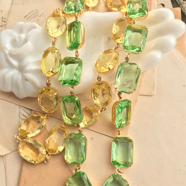 Yellow Citrine Georgian necklace, yellow statement Necklace, j. Crew, pale yellow necklace, georgian jewelry, collet necklace.Walter Mercado