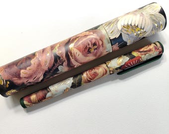 Gift pen by Bruno Visconti Italian Gold gilded floral fine black fine point, wedding guest book wedding favor, gift for writer journaling