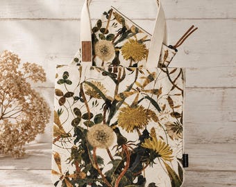 Bruno Visconti Floral Dandelion Canvas Tote Bag and Pouch Set