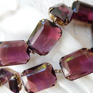 Anna Wintour eggplant purple chunky crystal Georgian style collet choker, Amethyst vintage handmade Czech glass necklace, &quot;Passionate&quot;