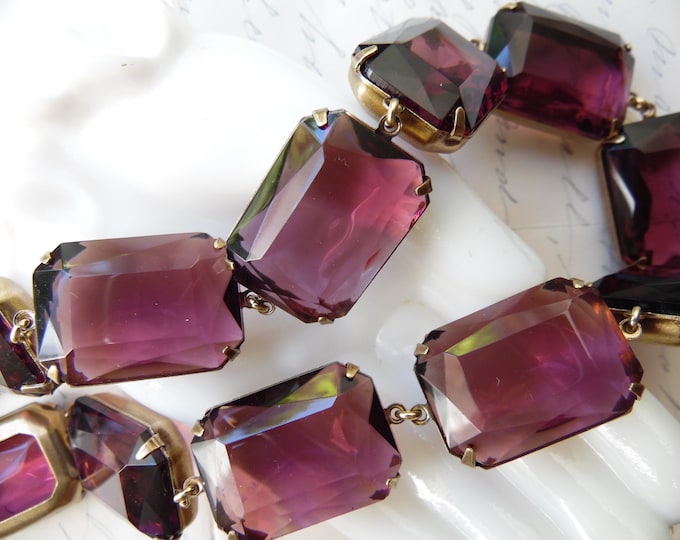 Eggplant Crystal Choker: Vintage Georgian Style Amethyst Czech Glass Necklace