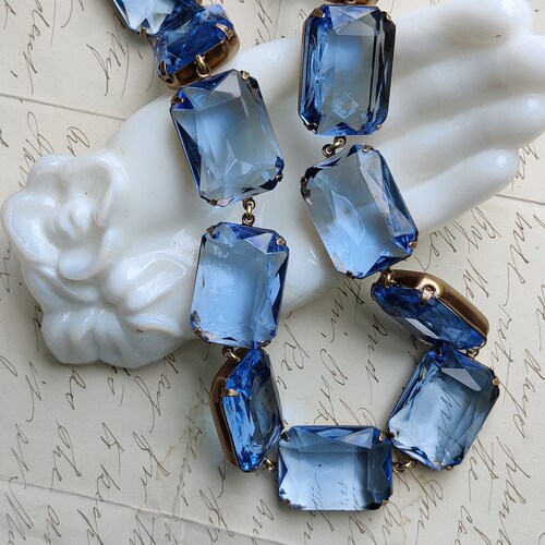 Chunky Blue statement necklace, Anna Wintour collet necklace, shops Georgian necklace, Georgian jewelry, Sapphire necklace. 