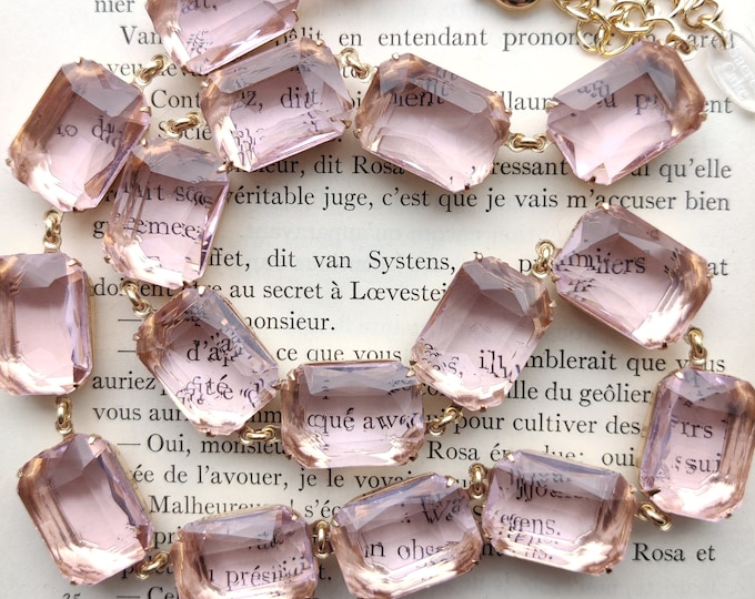 Pink Crystal Statement Necklace: Georgian Collet, Bridgerton Style