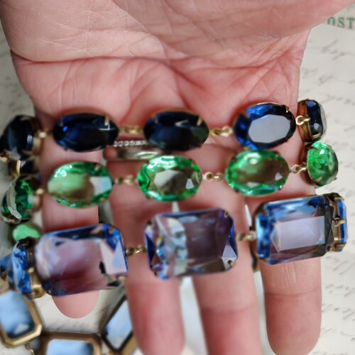Chunky Blue statement necklace, Anna Wintour collet necklace, shops Georgian necklace, Georgian jewelry, Sapphire necklace. 
