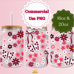 Fleurs bordeaux papillons PNG 16 oz 20 oz Libbey Cup Wrap Summer Girlie Coquette Bows mama flores mariposa uvdtf hk daisy flower garden ma